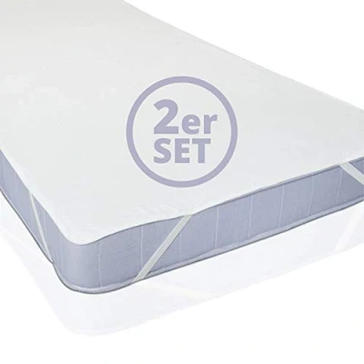Imagen de Lumaland 2X sobrecolchón Impermeable 160 cm x 200 Certificado Oeko Tex, Superficie 100% algodón Protector de colchón y Transpirable