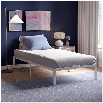 Imagen de Dreamzie Cama de Metal 90x200 con Somier Blanco Patas Altura 41cm Resistente, Montaje Sencillo, Gran Capacidad Almacenamiento