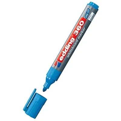 Imagen de edding 360 marcador para pizarras blancas azul claro 1 rotulador punta redonda 1,5 3 mm pizarra blanca, borrado en seco flipchart, tablón de notas