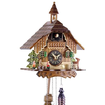 Imagen de Engstler Reloj de cuco madera auténtica la Selva Negra con mecanismo cuarzo a pilas y llamada Oferta relojes Park Eble Schwarzwaldhaus 29cm 429 Q