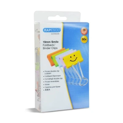 Imagen de Rapesco 1428 Pinzas/Clips de 19 mm con Brazos Plegables, Colores Surtidos, Paquete 80