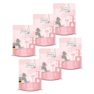Imagen de MjAMjAM Comida húmeda Premium para Gatos Quetschie Gatito Pollo jugoso con Aceite de salmón, sin Cereales Extra Carne, (Gatito), Pack 6 (6 x 300 g)
