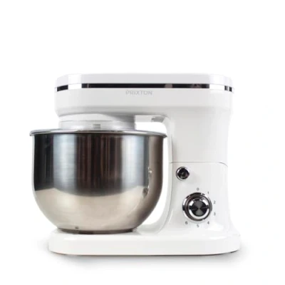 Imagen de PRIXTON Batidora Amasadora KR200 para Repostería Potencia 1200W 6 Velocidades Bol Acero Inoxidable de 5 litros 3 accesorios Tapa Transparente (Blanco)