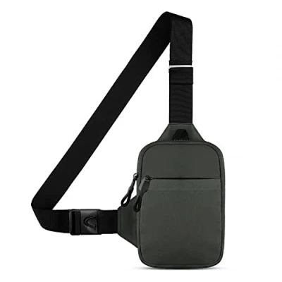 Imagen de bolsa cruzada en el pecho, impermeable con correa ajustable para hombres y mujeres, correr, caminar, trotar, escalar, ciclismo, deportes al aire libre, Gris L, 24.5cm x 19.5cm / 9.6&#039; 7.7&#039;