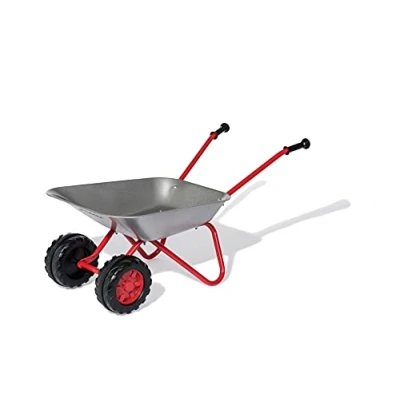 Imagen de Rolly Toys carretilla infantil de doble rueda color plata/rojo, jardín, metal, juguete para niños a partir 2,5 años, soporta una carga 25 kg, herramienta jardinería 271849