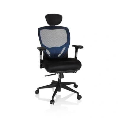 Imagen de hjh OFFICE 657110 Silla de Oficina Venus Base Asiento Tejido/Respaldo en Malla Azul/Negro, Soporte Lumbar Flexible, Respaldo con Ajuste Altura