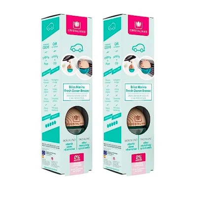 Imagen de CRISTALINAS Pack de 2 Ambientadores Coche Absorbe los malos olores tu vehículo con un agradable Aroma a Brisa Marina