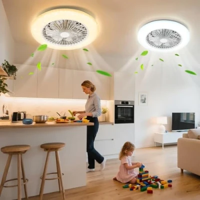 Imagen de Aigostar Ventilador Techo Alexa, Luz LED 40W, 4400LM, 2700K 6500K Regulable, Lampara Inteligente con Mando a Distancia y Gateway, Silencioso, 6 Velocidades, Diameter 50CM, 2Uds