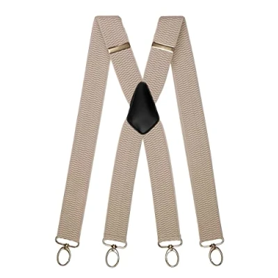 Imagen de Olata Tirantes Anchos Resistentes Multiusos En Forma de X Con Clips Mosquetón 4 cm. Gris Claro (Clips Plata)