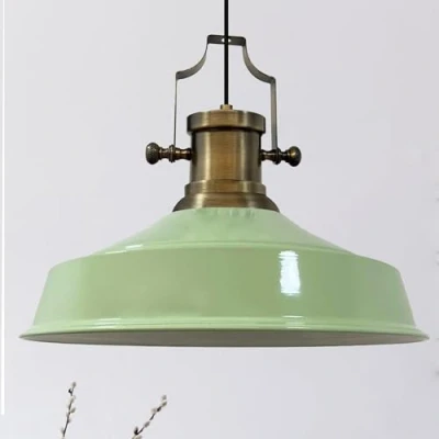 Imagen de bamyum Asletl Lámpara Colgante Industrial, Pantallas de 40 cm, Moderna Metal para Isla Cocina, E27 Salón y Comedor, Verde Menta