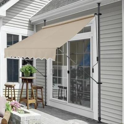 Imagen de Toldo articulado con armazón Color de Arena 150 x 120 220 309 cm Enrollable terraza balcón Protector Sol Parasol