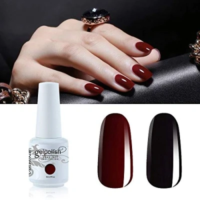 Imagen de Vishine Juego De 2 colores rojo burdeos &amp; negro barniz Gel Semi Permanente Soak Off UV LED Esmalte Uñas Nail Art Manicura 8 ml