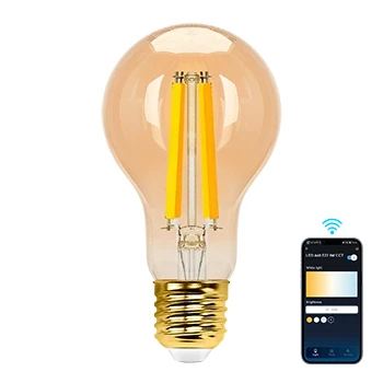 Imagen de Aigostar Bombillas Alexa E27 Edison Inteligentes 6W 806LM WIFI Bombilla Vintage A60 Filamento Regulable 2700K 6500K, compatible con Alexa/Google Home, ámbar 1 Unidad