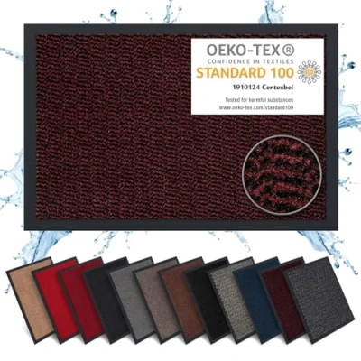 Imagen de Carpet Diem Felpudo de 40 x 60 cm en rojo negro interior para entrada limpia antideslizante y fácil limpiar diferentes tamaños colores