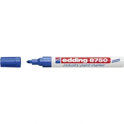 Imagen de edding 8750 Industry Paint Marcador, Azul, 10 Bolígrafos, Punta Redonda 2 4 mm, Marcador de Pintura para Escribir Sobre Superficies Polvorientas y Ligeramente Aceitosas, Neumáticos, Metal, Vidrio