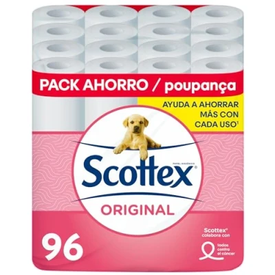 Imagen de Scottex Original Papel higiénico, rollos dos capas que proporcionan el equilibro adecuado en suavidad y resistencia, 96 Unidad (Paquete de 1)