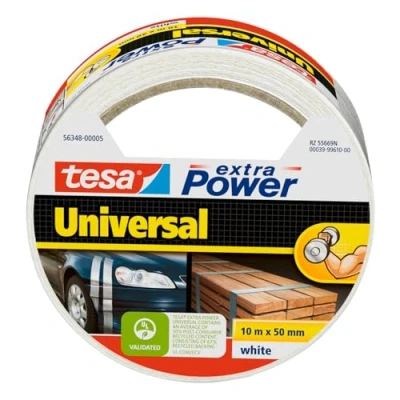 Imagen de tesa extra Power Universal Interior y exterior 10m Blanco cinta adhesiva Cintas adhesivas (Blanco, Fijación, Manualidades, Marcado, Reparación, 10 m x 50 mm)