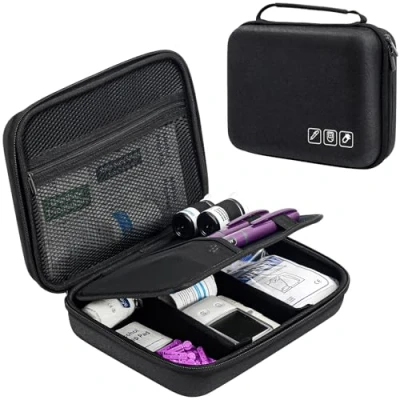 Imagen de ProCase Bolsa del Frío para Insulina y Plumas, Estuche Portable de Viaje Multifuncional Viajes Ideal Almacenar Diabéticos Negro