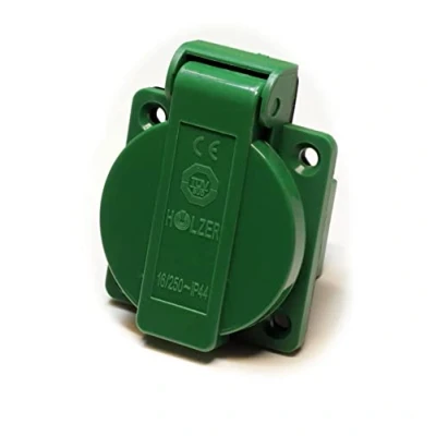 Imagen de HOLZER 8 enchufes empotrables Schuko 16 A para ambientes húmedos/PA6/+ junta de brida (verde)