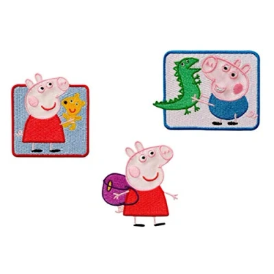 Imagen de Mono Quick Peppa Pig, 3er Set Aplicaciones Bordadas para Coser o Planchar, poliéster, Multicolor, MD