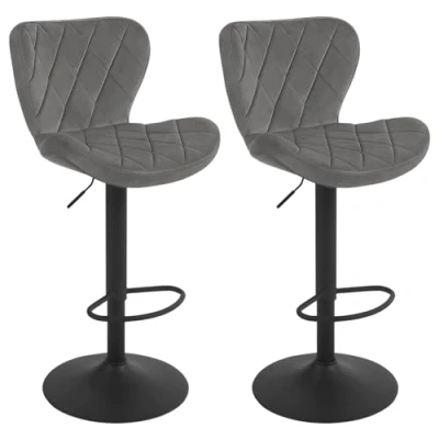 Imagen de WOLTU Taburetes de Bar, Juego 2 Sillas Bar Altura Regulable, Cocina Giratorio, con Respaldo y Reposapiés, Terciopelo, Gris Oscuro, BH419dgr