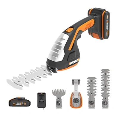 Imagen de Worx WG801E.5 Tijeras de arbustos inalámbricas 20 V, Cortasetos, césped y desmalezadora con batería Cargador