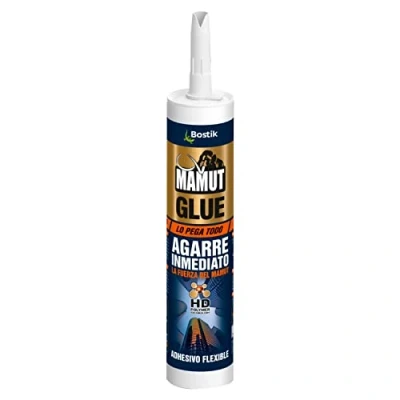 Imagen de BOSTIK MAMUT GLUE Blanco, Adhesivo de Montaje Alta Resistencia, Unión Inmediata y Duradera para el Pegado Objetos Pesados, Todo Tipo Materiales, Interior Exterior, Cartucho 290 ml