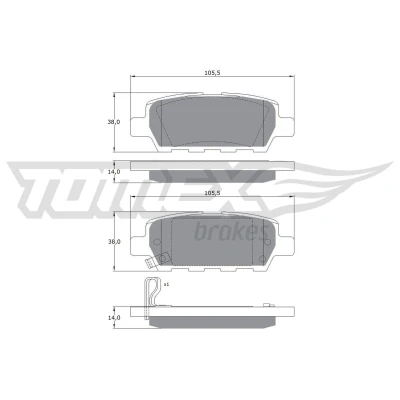Imagen de TOMEX brakes TX 14 21 Juego de pastillas freno Eje trasero con avisador acústico desgaste NISSAN: 350Z Coupé, Qashqai / Qashqai+2 I, Juke