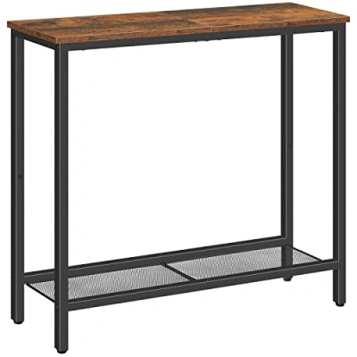 Imagen de HOOBRO Mesa de Entrada, 75 cm Consola Sofá Estrecha, Pequeña Expositora, Sala Estar, Dormitorio, Vestíbulo, Vintage Marrón y Negro EBF74XG01