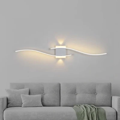 Imagen de minifair Blanco Aplique Pared Interior,120Cm Largo Lineal Apliques Dormitorio Fuente De Luz Auxiliar,Lampara Led Para SalóN Escalera Pasillo Corredor Stairwill Batoming 3000K