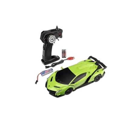Imagen de Carson 500404308 1:24 Lamborghini Veneno 2.4G 100% RTR Verde Coche teledirigido, iluminación LED, Tiempo de conducción Aprox. 60 min, RC, vehículo RC 1:24, Juguete teledirigido