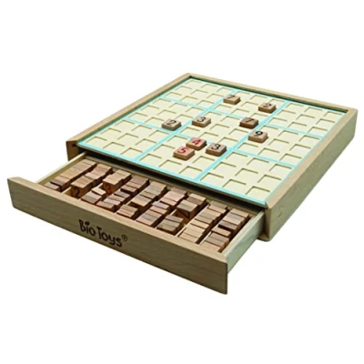 Imagen de Lexibook Bio Toys Juego Madera, ecológico, Cuaderno de Sudoku Incluido, cajón Almacenamiento, Color Verde, Medium