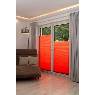 Imagen de Khome Estor Plisado Klemmfix, Poliéster, Rojo, B80 x H130 cm