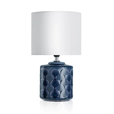 Imagen de Pauleen 48021 sobremesa Glowing Midnight máx. 20W E14 Lámpara para mesita de Noche Azul y Blanco cerámica/Tela sin Bombilla