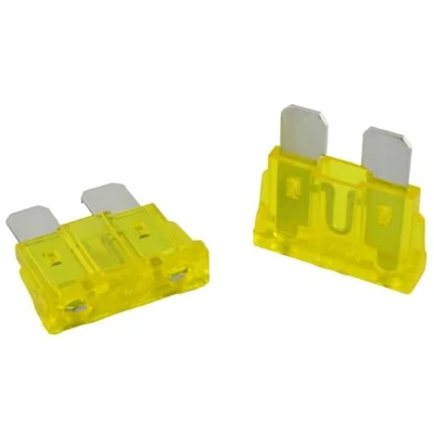 Imagen de SeKi Paquete de 5 fusibles enchufe plano ATO estándar 20 A amarillo; Fusible para coche cuchilla 19 mm 32 V/CC barco caravana