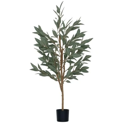Imagen de HOMCOM Laurel Artificial 150 cm Planta con Maceta y Hojas Decorativa para Interior Verde