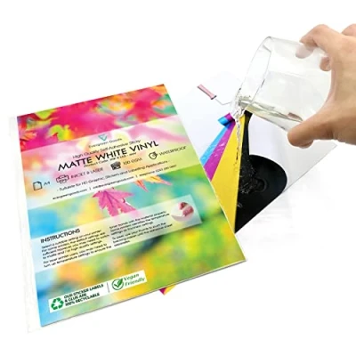 Imagen de Evergreen Goods Ltd 50 hojas de pegatinas vinilo A4 (PVC), color blanco mate, calidad impresión láser inyección tinta, 100 g/m²