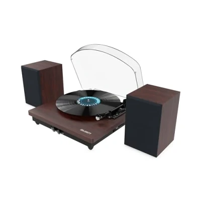 Imagen de Tocadiscos de Vinilo Bluetooth In &amp; out con Altavoces Toca Discos Música Cartucho Premium Giradiscos Adaptador 45 RPM Vinyl Player grabación USB Majority Moto Plus