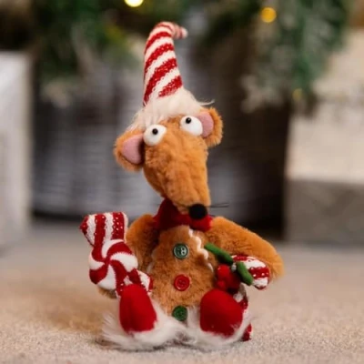 Imagen de Marco Paul Rata Renton de jengibre 48 cm, decoración navideña felpa para interiores, adornos el hogar, figura animal independiente, estatua tela peluda, Navidad