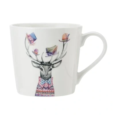 Imagen de Mikasa Tipperleyhill Taza de Porcelana con Estampado Ciervo, 380ml Fina Detalles En Oro Auténtico, para Té y Café Animales, Caja Regalo
