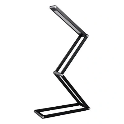 Imagen de Elzo Lámpara de Mesa Portátil Aluminio, LED Escritorio USB Recargable con 3 Niveles Brillo y Múltiples Ángulos Ajustables, Lectura Cuidado Ojos, Negro