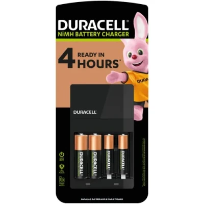 Imagen de Duracell Cargador de batería CEF14 4 horas, con baterías recargables incluidas, AA+AAA