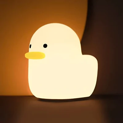 Imagen de UNEEDE Luz Nocturna Infantil,Luz Quitamiedos Infantil con Pato de Silicona Tátil,Luz Portátil Recargable Temporizador,Adecuado Para la Decoración Habitación Los Niños.