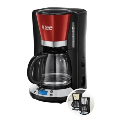 Imagen de Cafetera de goteo Russell Hobbs Colours Plus 24031 56, 1100 W, 1.25 l, Temporizador, Negro/Rojo