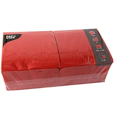 Imagen de Pap Star Servietten 3 lagig 1/4 Falz Rot 33x33cm 250 St VE=1