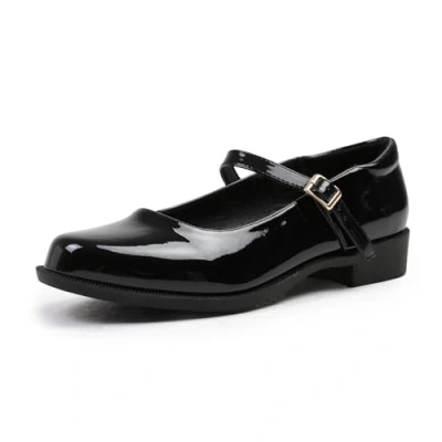 Imagen de Fashion Thirsty Kingston Zapatos de tacón bajo ancho con detalle hebilla charol para mujer (9) (negro), Negro , 40 EU