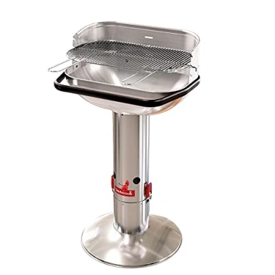 Imagen de Barbecook Loewy 55 SST Barbacoa de Carbon, parilla con Altura Regulable 3 Niveles, cenicero y Parabrisas, en Acero Inoxidable, 56x34x100cm