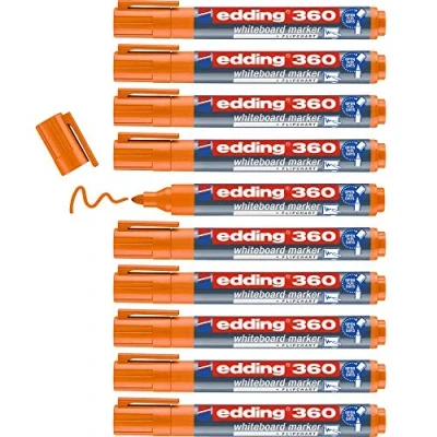 Imagen de edding 360 marcador para pizarras blancas naranja 10 rotuladores punta redonda 1,5 3 mm rotulador pizarra blanca, borrado en seco flipchart, tablón de notas