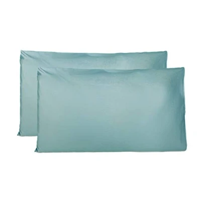 Imagen de Par de Fundas Almohada 100% algodón Puro 50x70 CM, Juego 2 Bed Cojines Telas, Cierre Bolsas, Color sólido, tamaño estándar con Verde Oscuro