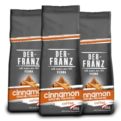 Imagen de Der Franz Café, Aromatizado con Canela, Café mezcla de Arábica y Robusta granos enteros, 3 x 500 g